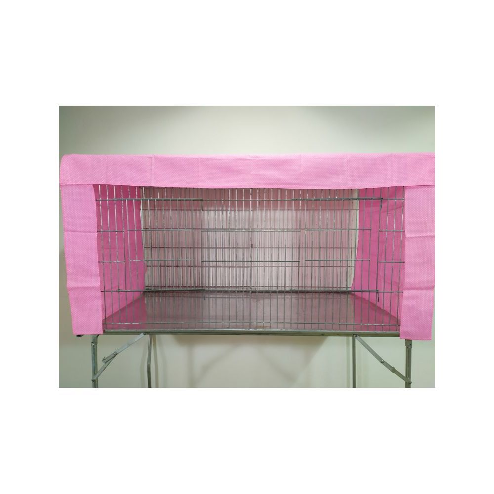 Rideaux de cage d'exposition - Rose - motif pois blancs