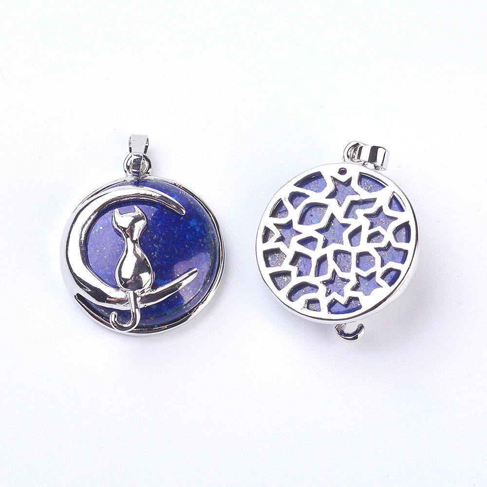 Pendentif Chat sur la lune - En pierre naturelle