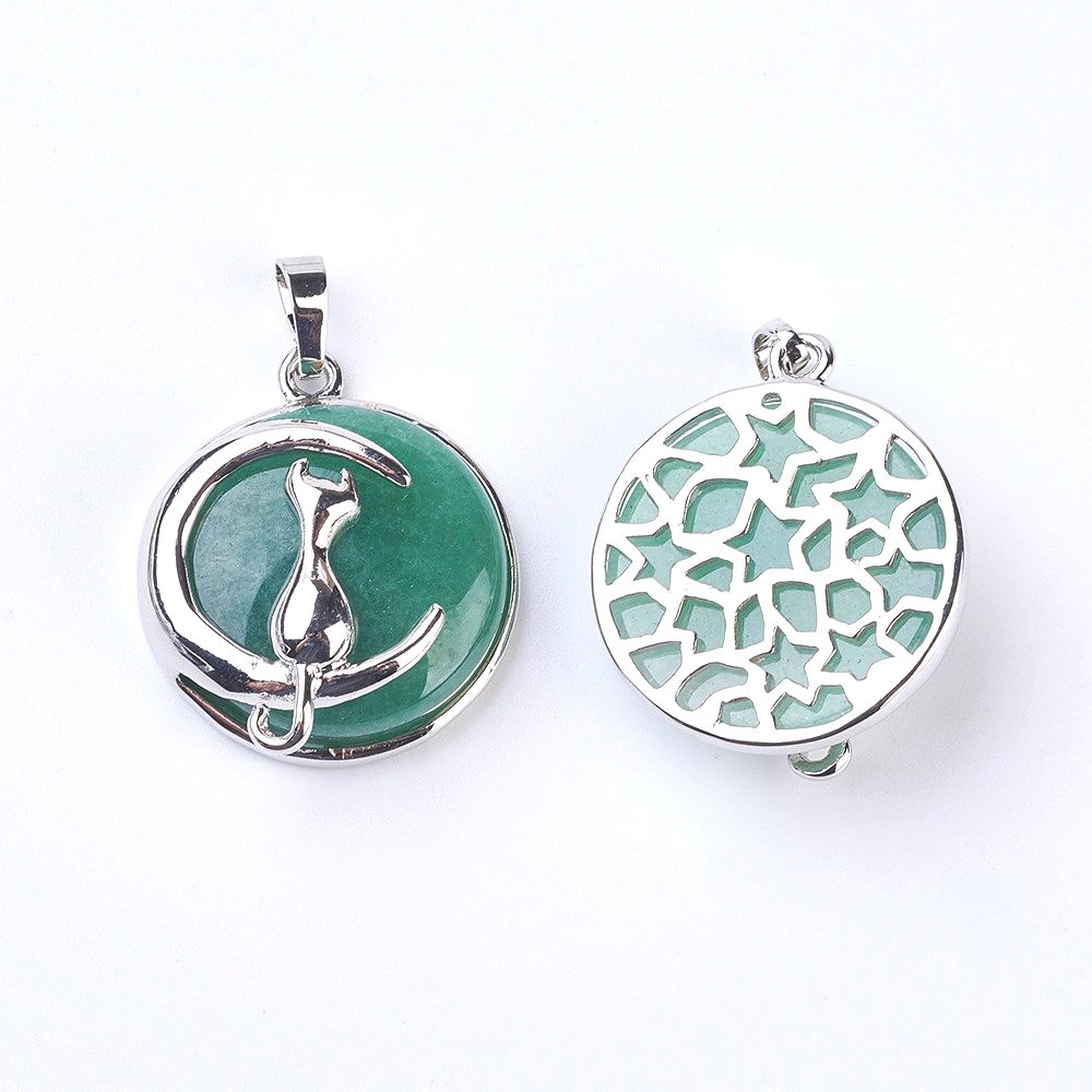 Pendentif Chat sur la lune - En pierre naturelle