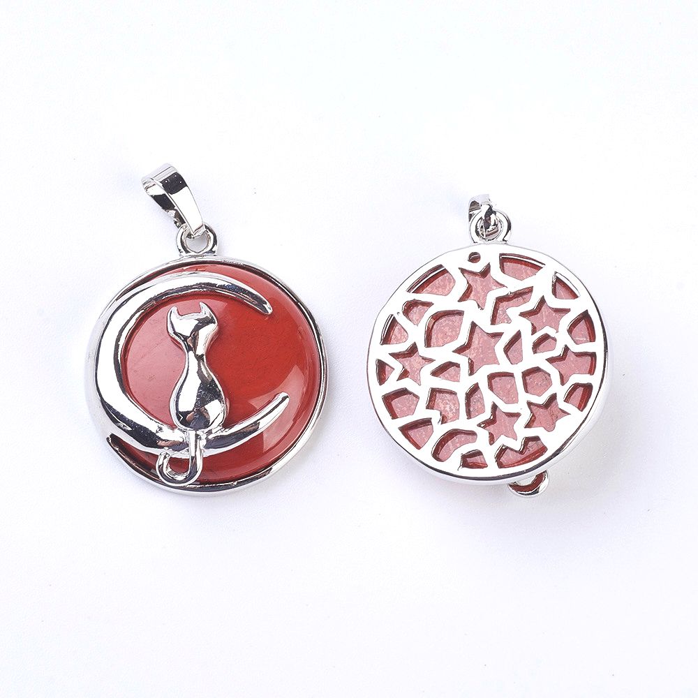 Pendentif Chat sur la lune - En pierre naturelle
