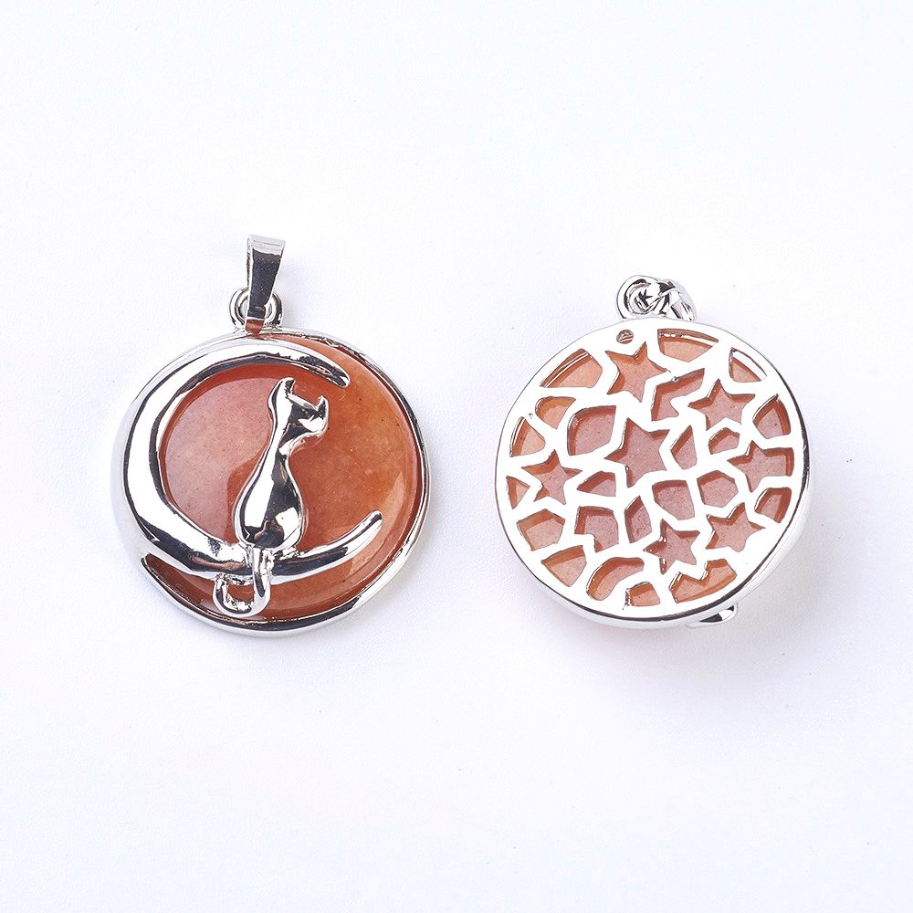 Pendentif Chat sur la lune - En pierre naturelle
