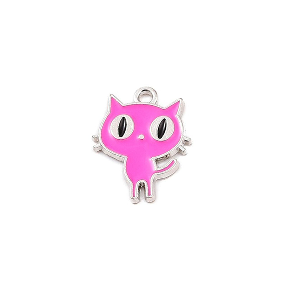 Pendentif Chat Coloré - En alliage et émaillé