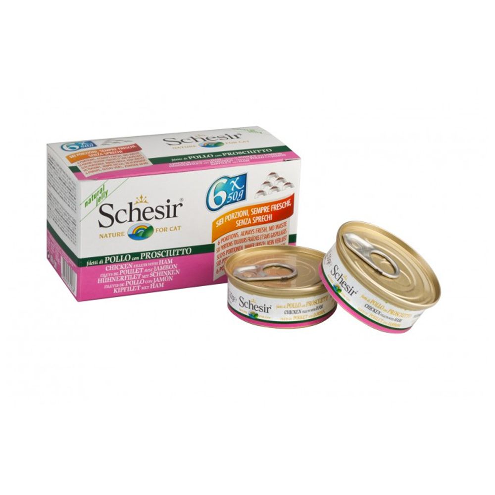 Schesir Cat (Gelée) - Poulet et jambon - Multipack - Boîtes 6 x 50 g