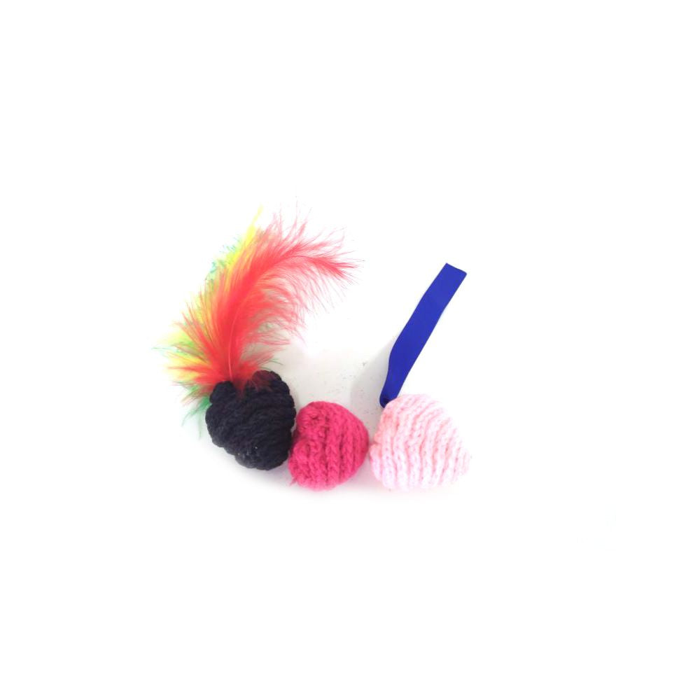 Pack de 3 boules au catnip - Rouge - Rose - Noir