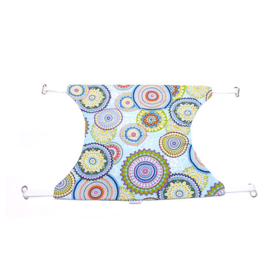 Hamac - Coton - Bleu avec mandala bleu turquoise - Sangles blanches - 55 x 45 cm