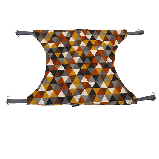 Hamac - Coton - Brun avec triangles - Sangles anthracite - 55 x 45 cm