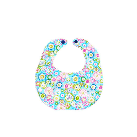 Bavoir (petit) - Fleurs bleues - Nid d'abeille blanc