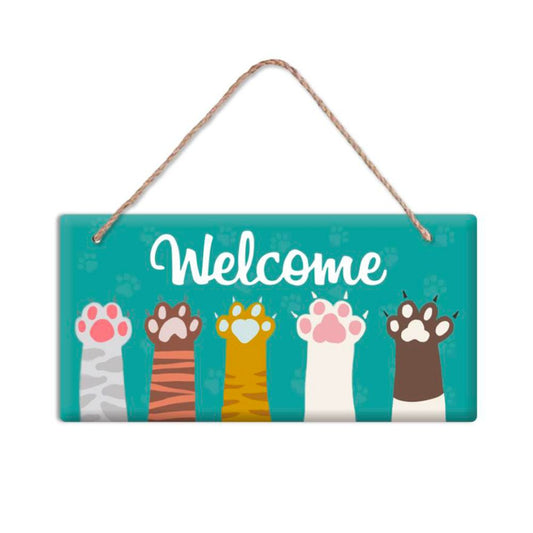 Décoration murale - Welcome avec pattes - 15 x 30 cm