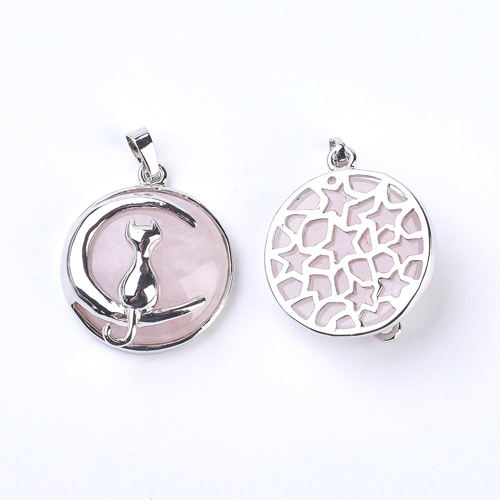 Pendentif Chat sur la lune - En pierre naturelle