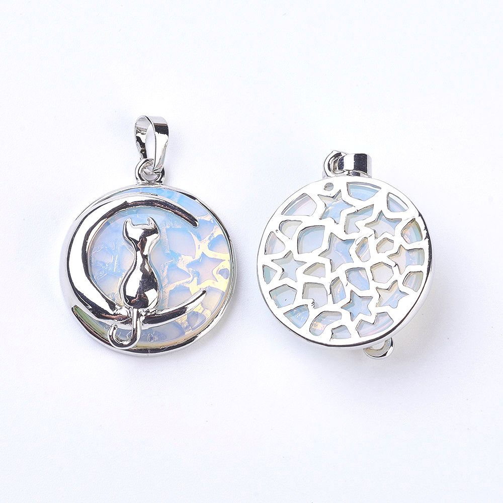 Pendentif Chat sur la lune - En pierre naturelle