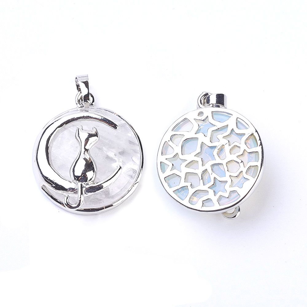 Pendentif Chat sur la lune - En pierre naturelle