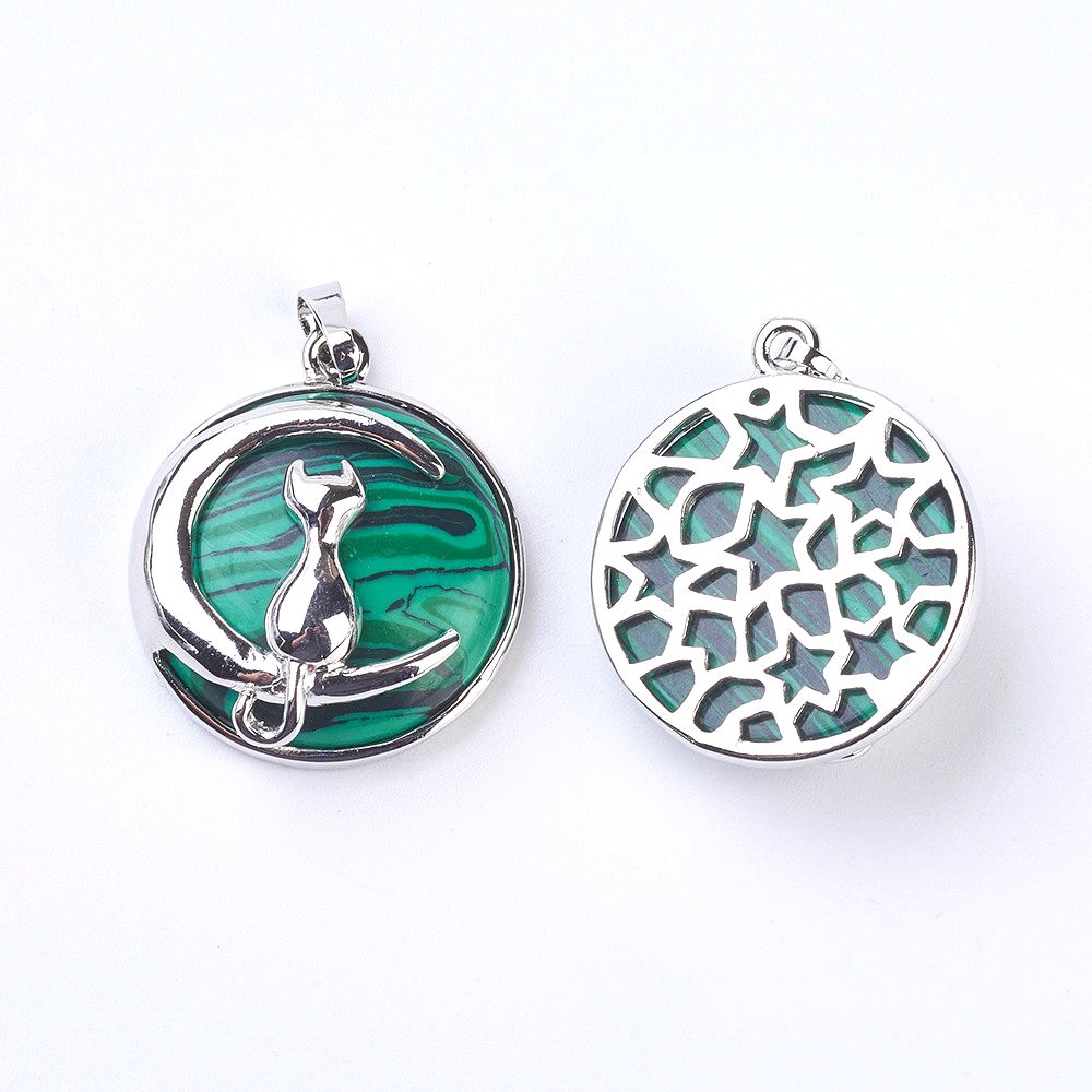 Pendentif Chat sur la lune - En pierre naturelle