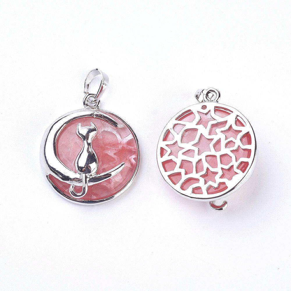 Pendentif Chat sur la lune - En pierre naturelle