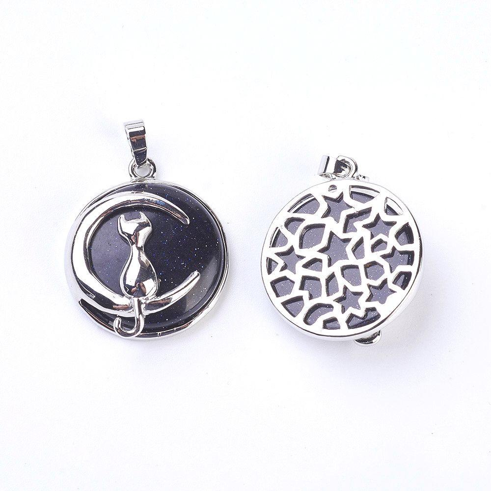 Pendentif Chat sur la lune - En pierre synthétique