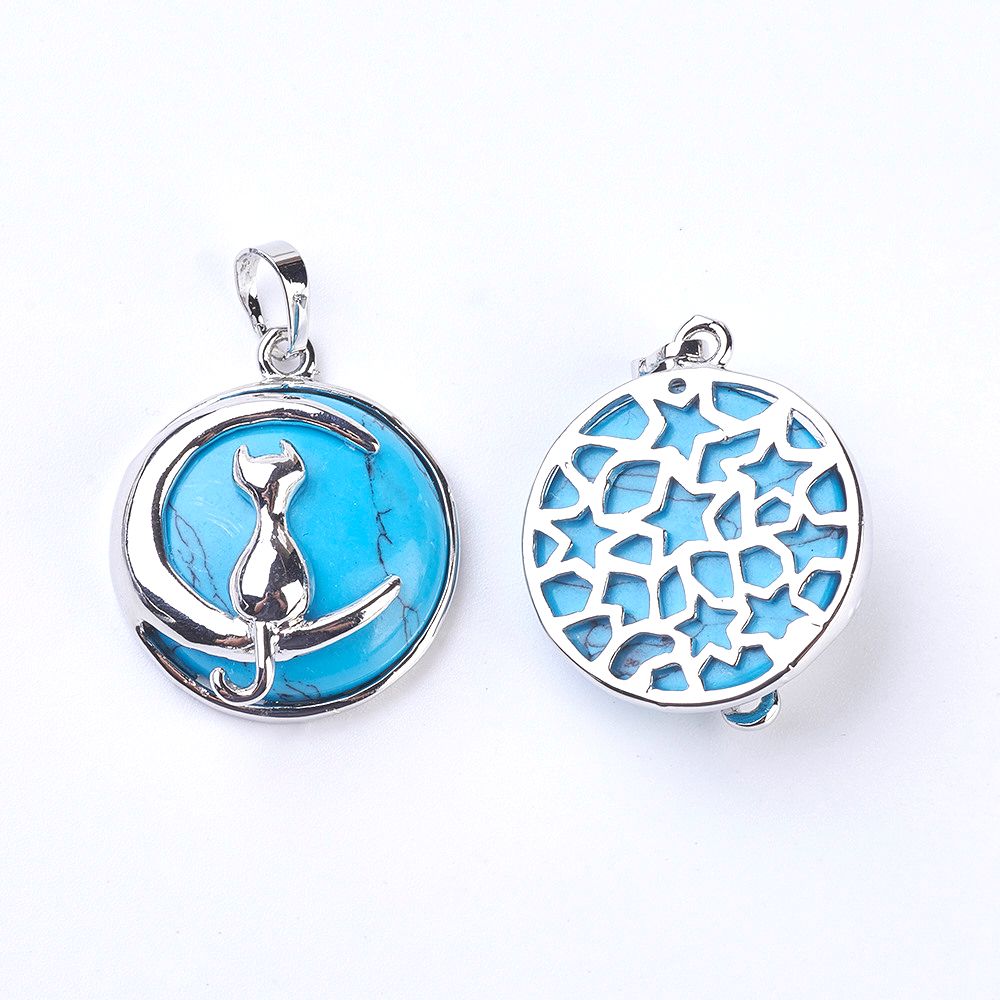 Pendentif Chat sur la lune - En pierre synthétique