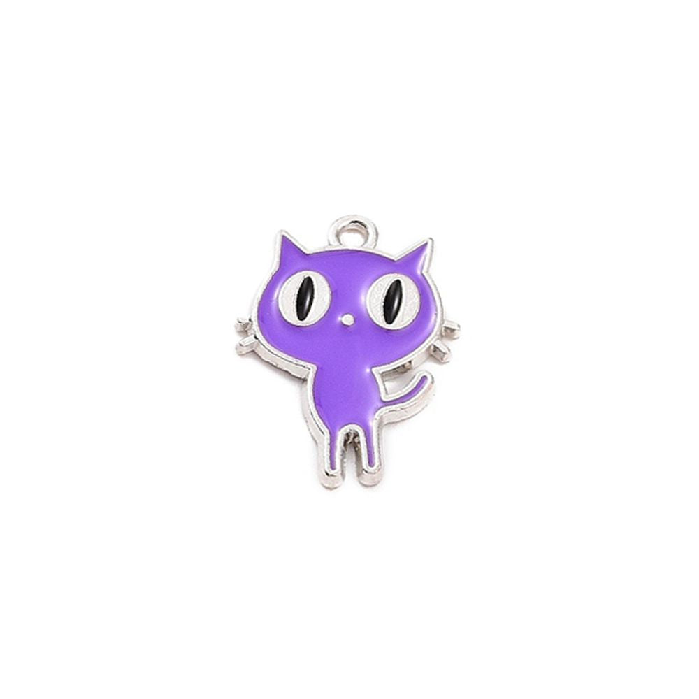 Pendentif Chat Coloré - En alliage et émaillé