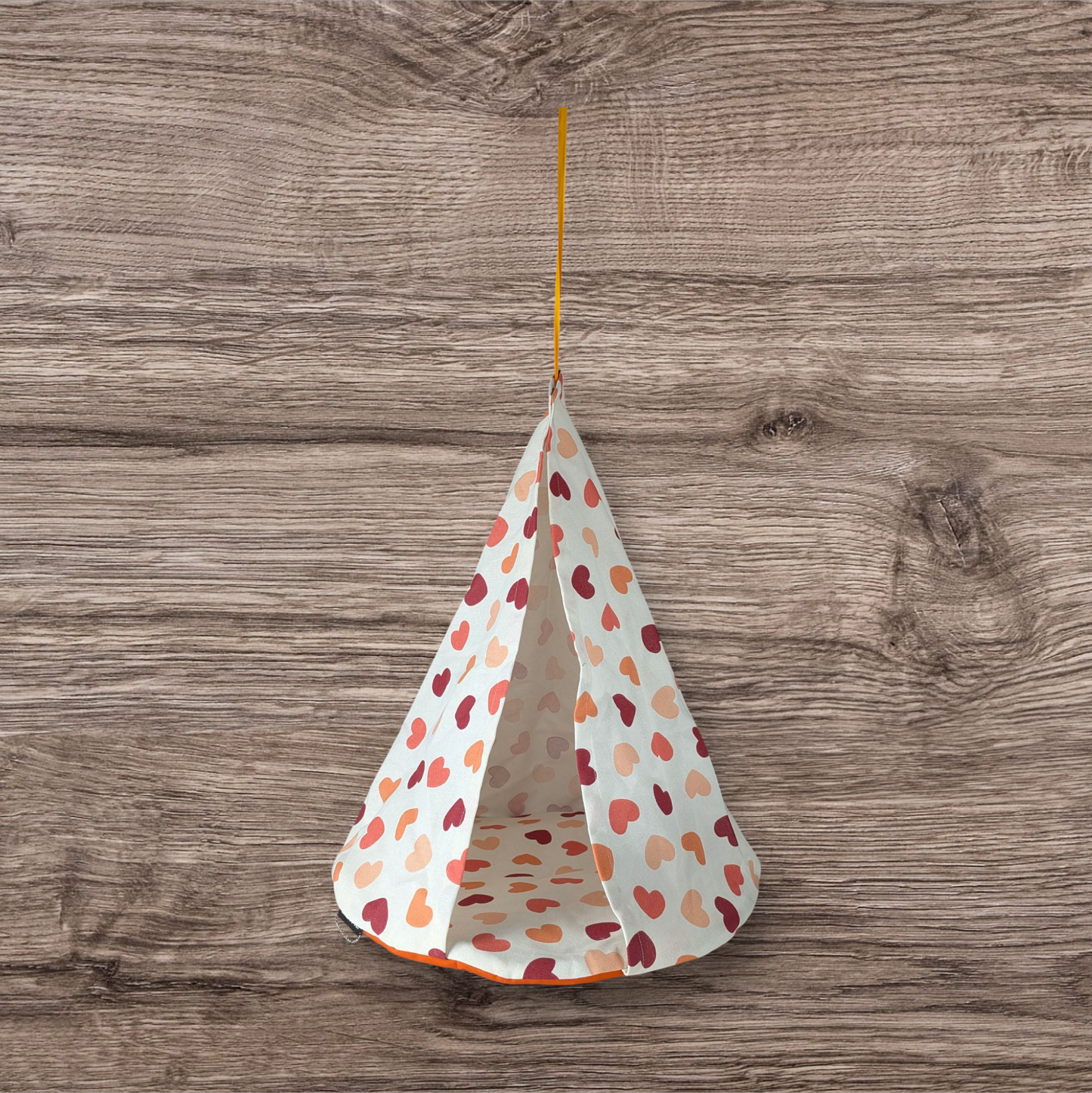 Tente plate - Ecru avec coeurs orange
