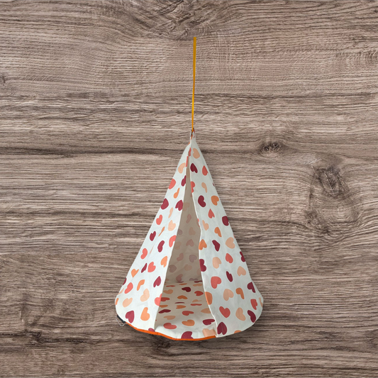 Tente plate - Ecru avec coeurs orange