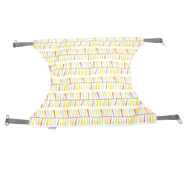 Hamac - Coton - Ecru avec branches colorées - Sangles anthracite - 55 x 45 cm